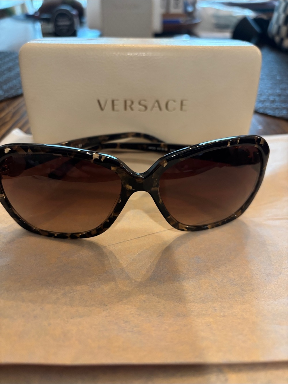 Versace Women's Tortoiseshell Sunglasses with Brown Gradient Lenses